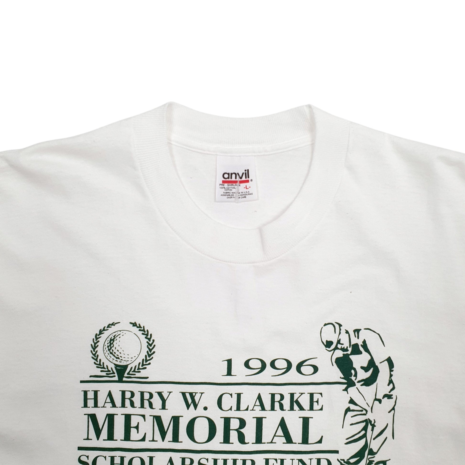 Mens White Anvil Single Stitch Vintage 90s Golf 1996 Made In USA Short Sleeve T Shirt