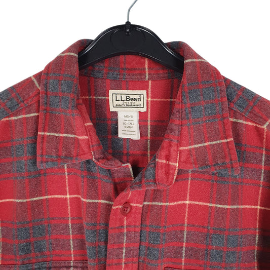 Mens Red L.L.Bean Tall Chamois Overshirt Shacket Long Sleeve Shirt