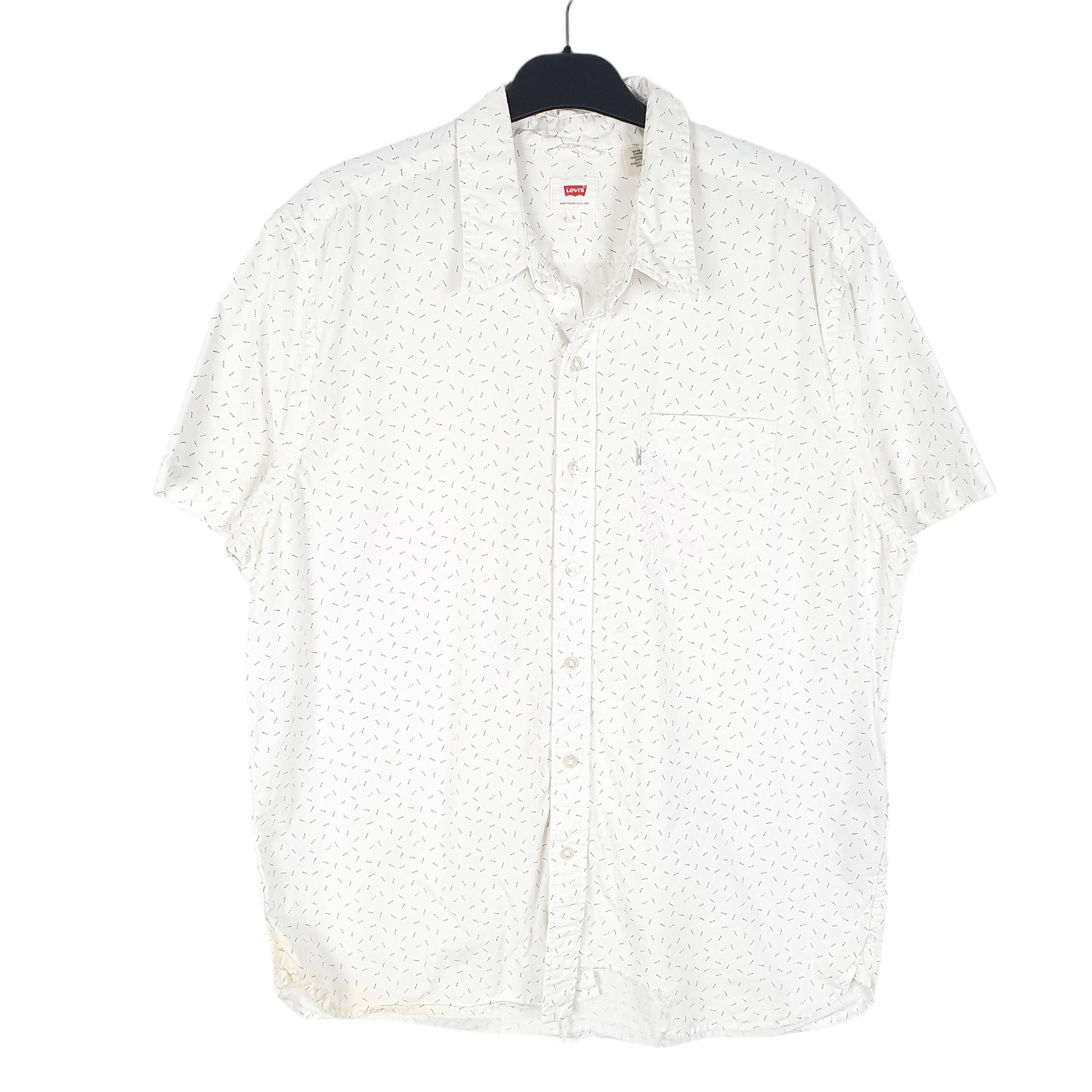 Mens White Levis Dots Print Summer Short Sleeve Shirt