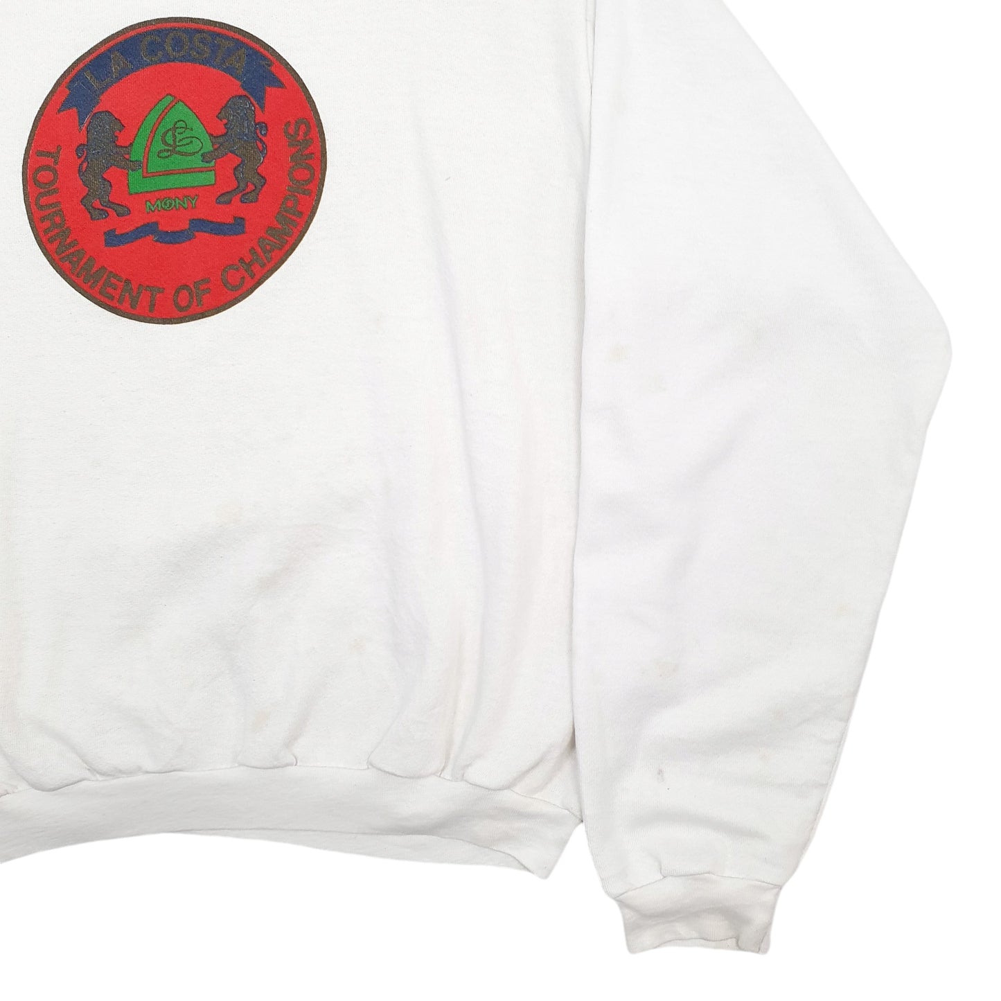 Mens White All Texas Ts La Costa Tournament Champs Spellout Made In USA Vintage 90's Crewneck Jumper