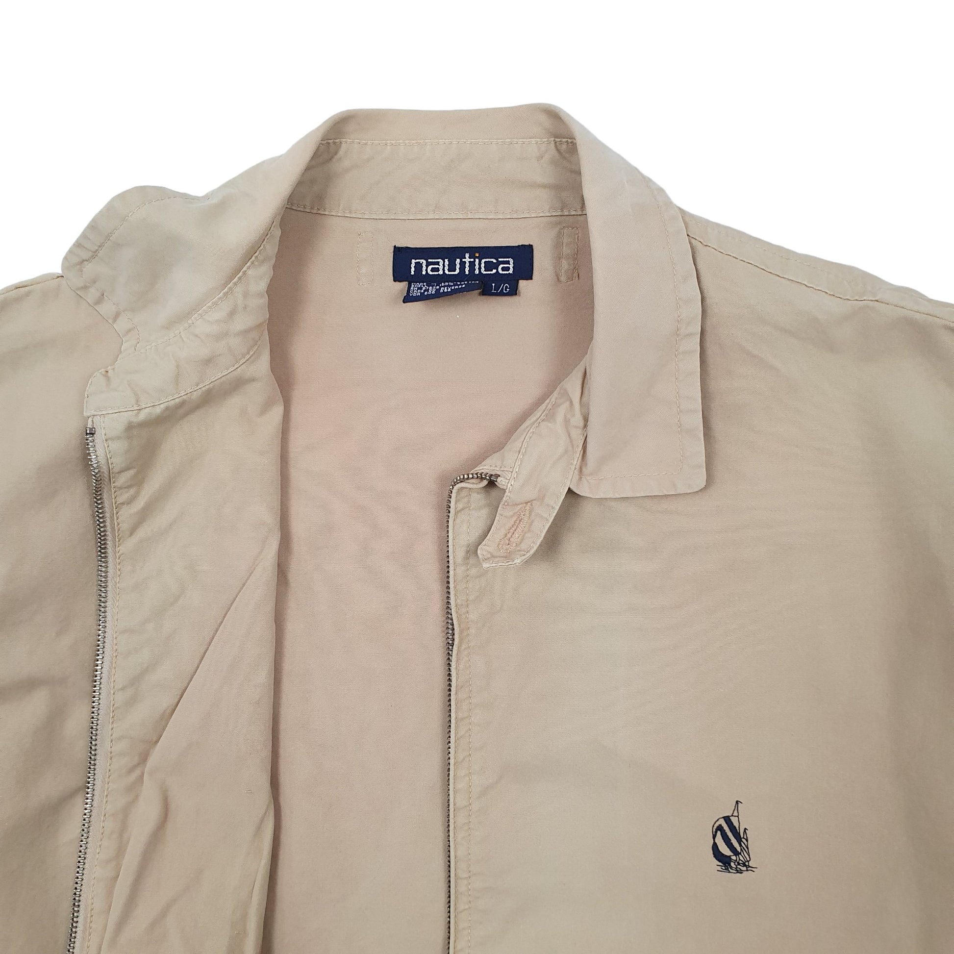 Mens Beige Nautica Bomber Vintage 90s  Coat