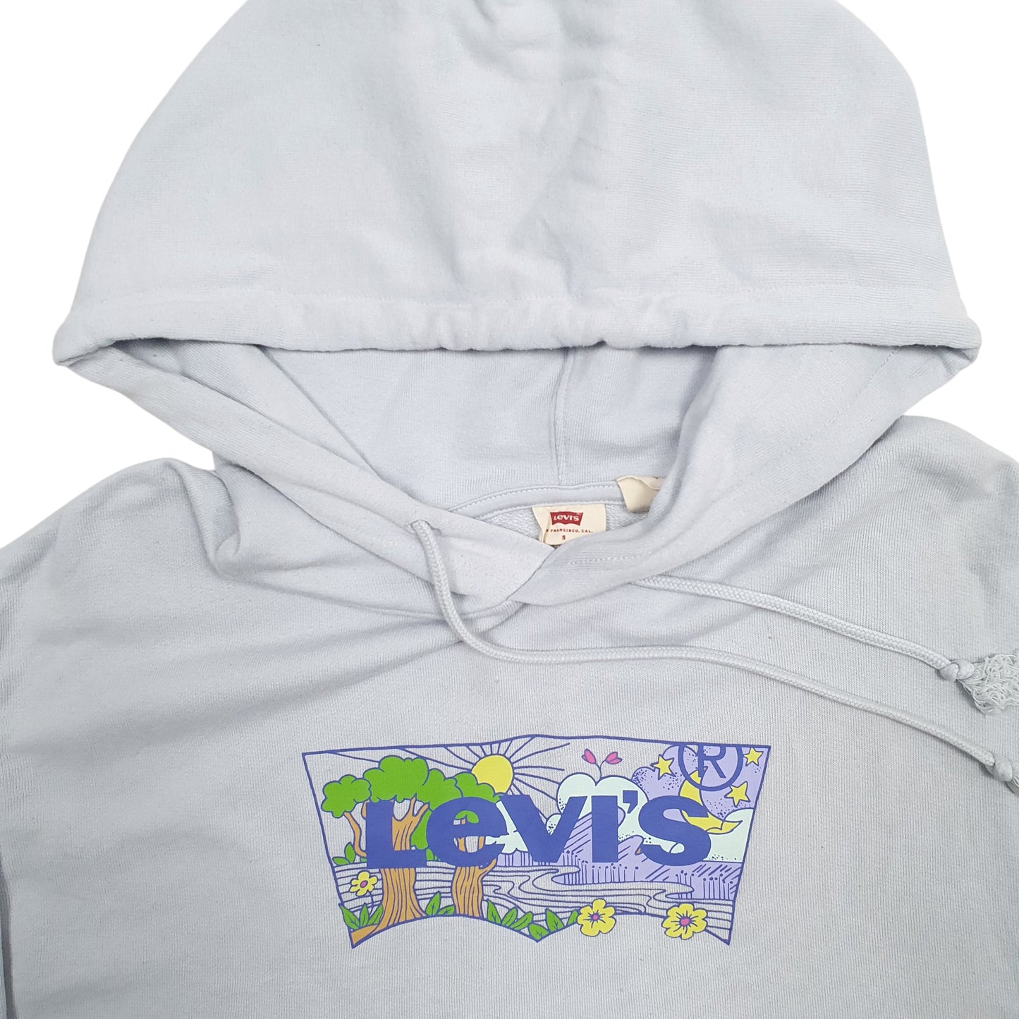 Mens Blue Levis Spellout Hoodie Jumper