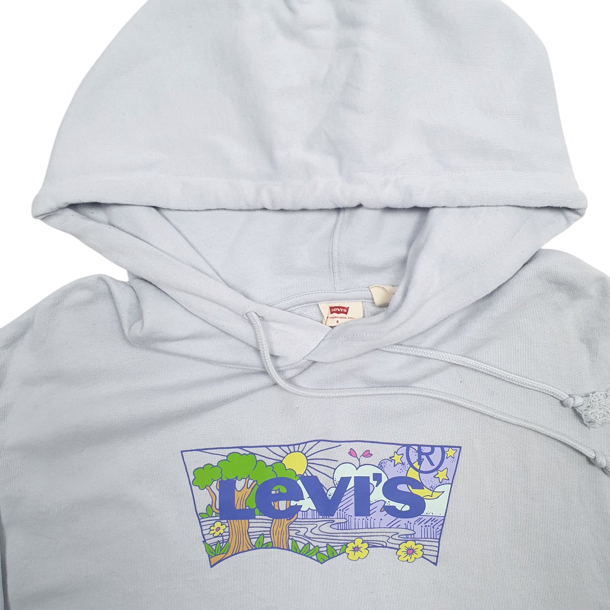 Mens Blue Levis Spellout Hoodie Jumper