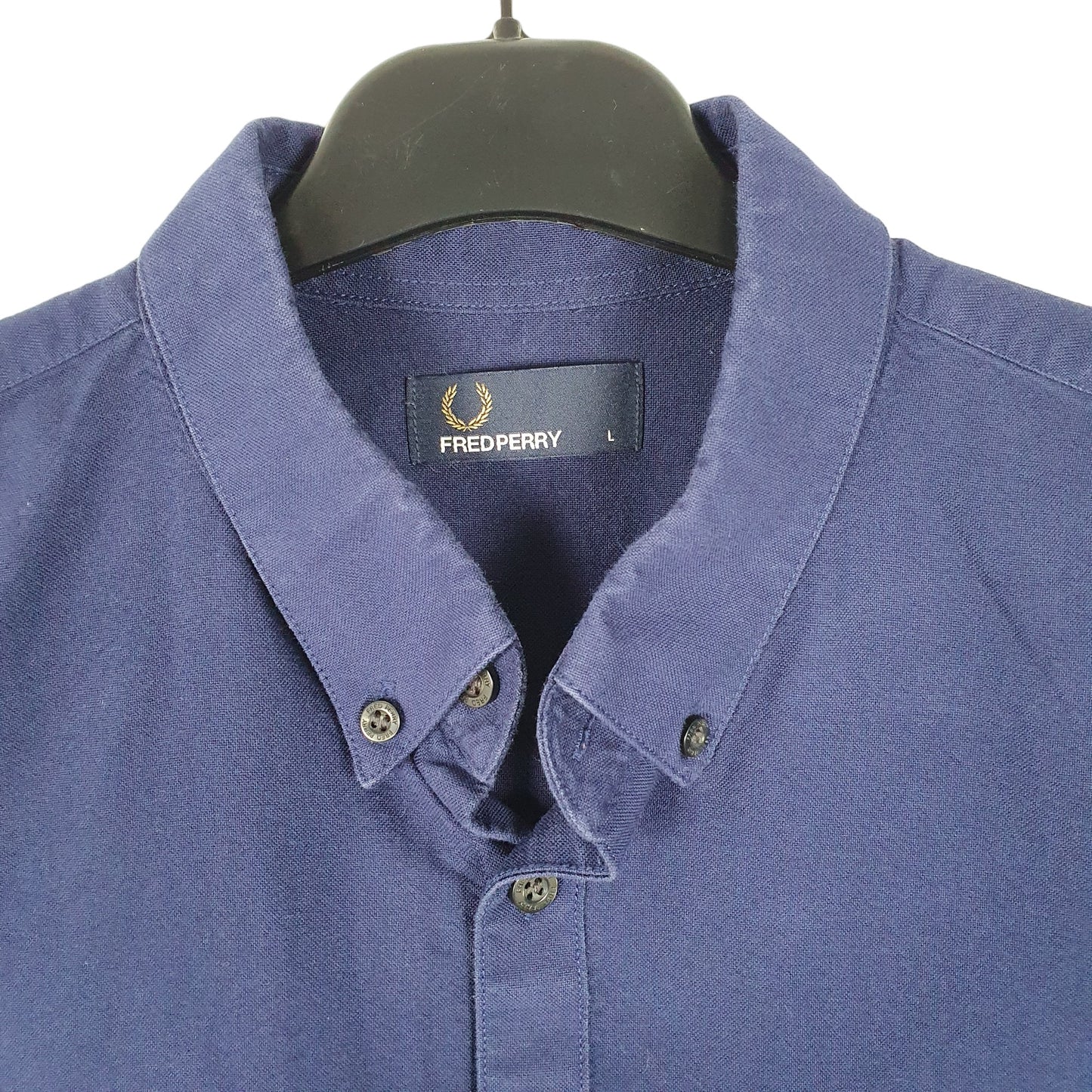 Mens Navy Fred Perry  Long Sleeve Shirt
