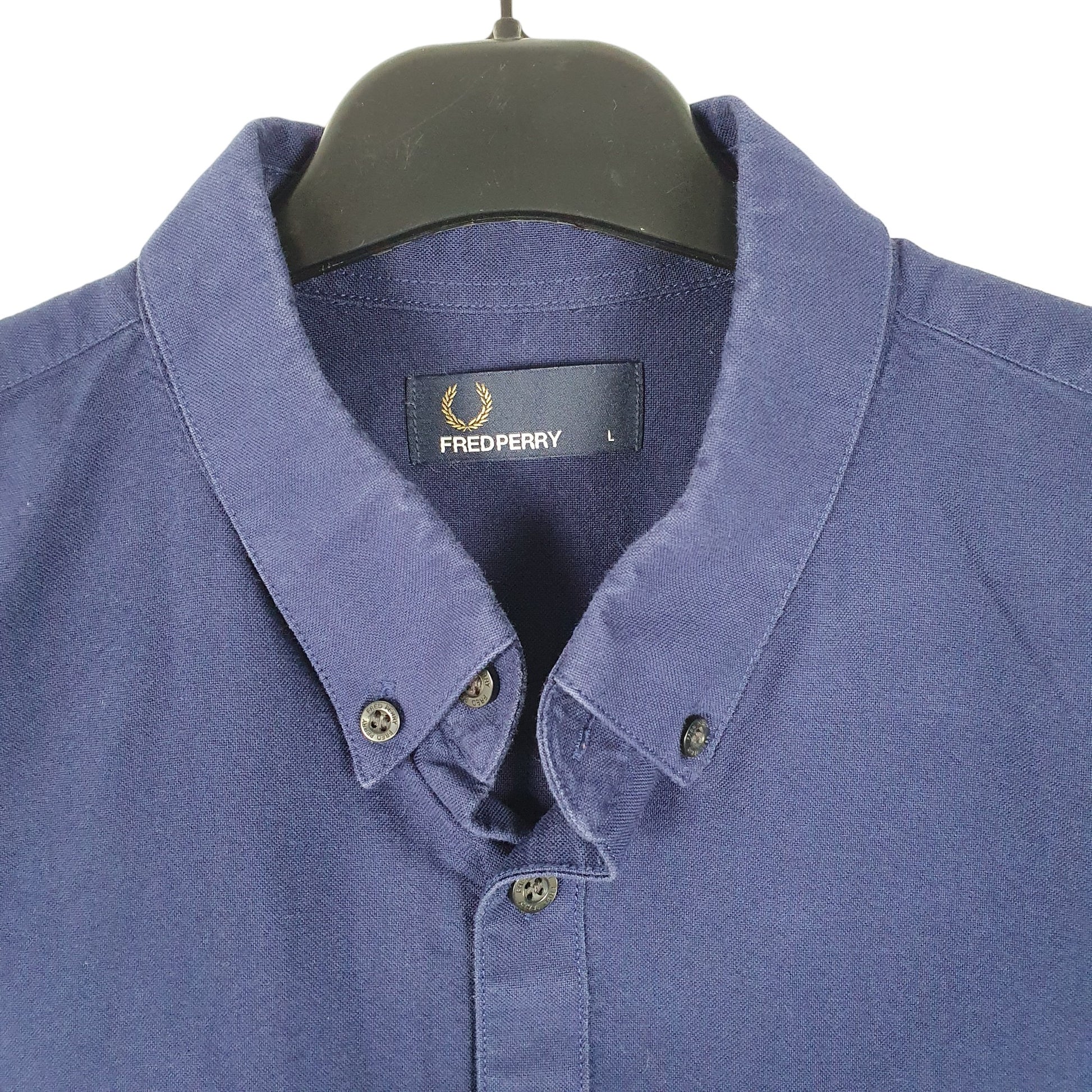 Mens Navy Fred Perry  Long Sleeve Shirt