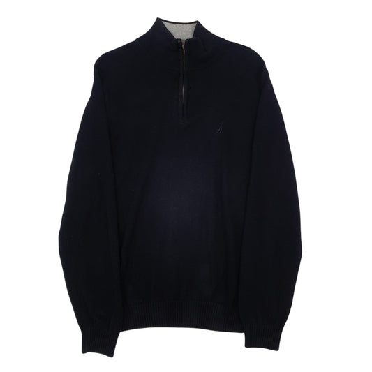 Mens Black Nautica Knitwear Quarter Zip Jumper