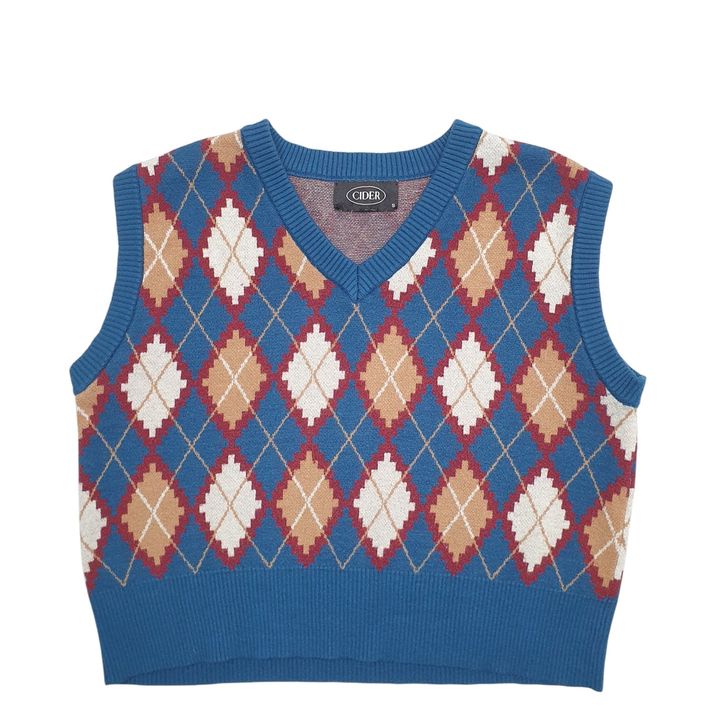 Womens Blue Cider V Neck Vest Jumper