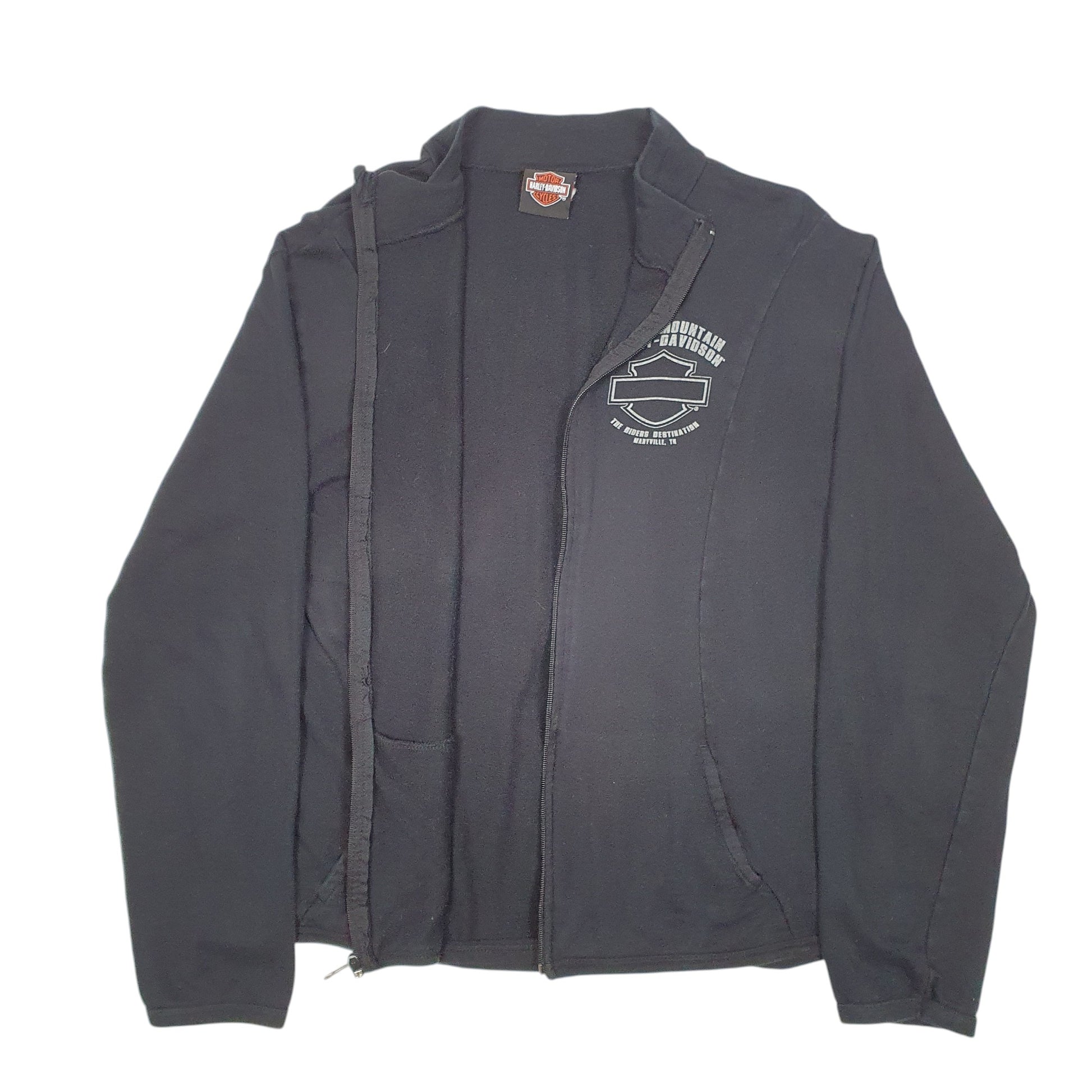 Womens Black Harley Davidson Smoky Mountain Motorcycles Biker Maryville USA Full Zip Jumper