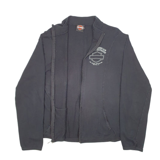 Womens Black Harley Davidson Smoky Mountain Motorcycles Biker Maryville USA Full Zip Jumper