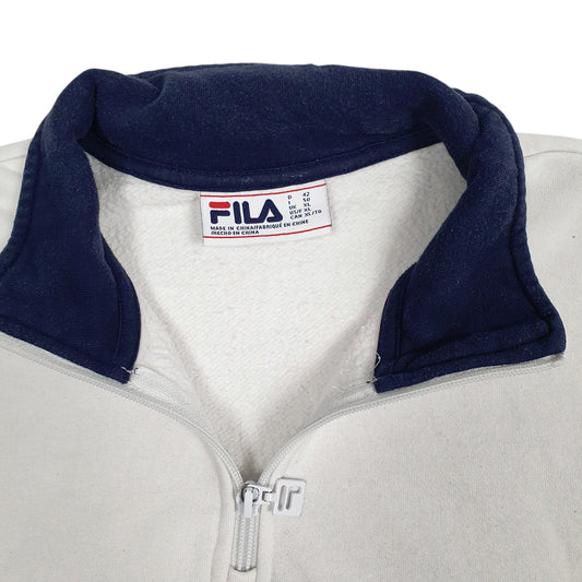 Mens White Fila  Quarter Zip Jumper