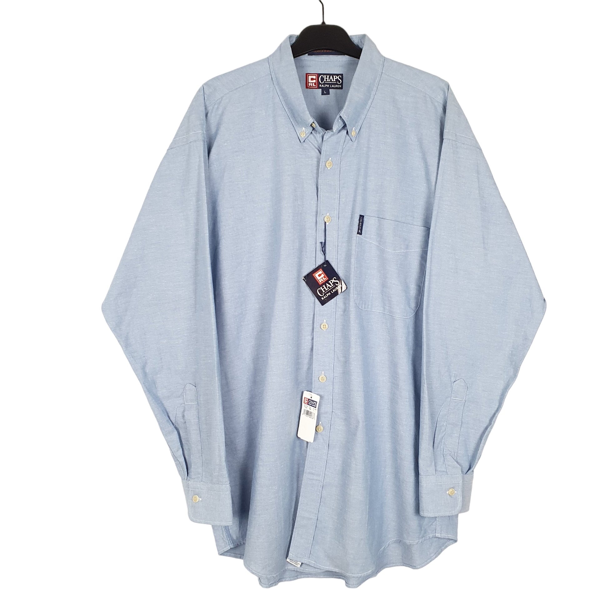 Mens Blue Chaps Made In USA 90s Long Sleeve Shirt