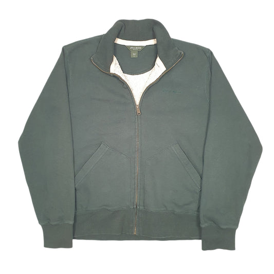 Mens Khaki Eddie Bauer Fleece Lined Sweater Full Zip Jumper