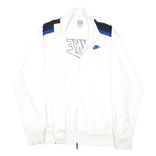 Mens White Nike Vintage Sportswear Spellout 2000s Swoosh Track Top Full Zip Jumper