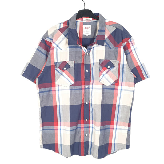 Mens Cream Levis Western Cowboy Pearl Snap Short Sleeve Shirt