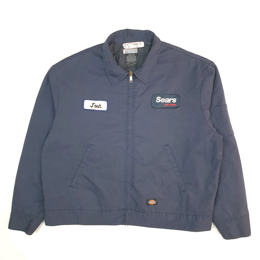Mens Navy Dickies Harrington Bomber V Neck Coat