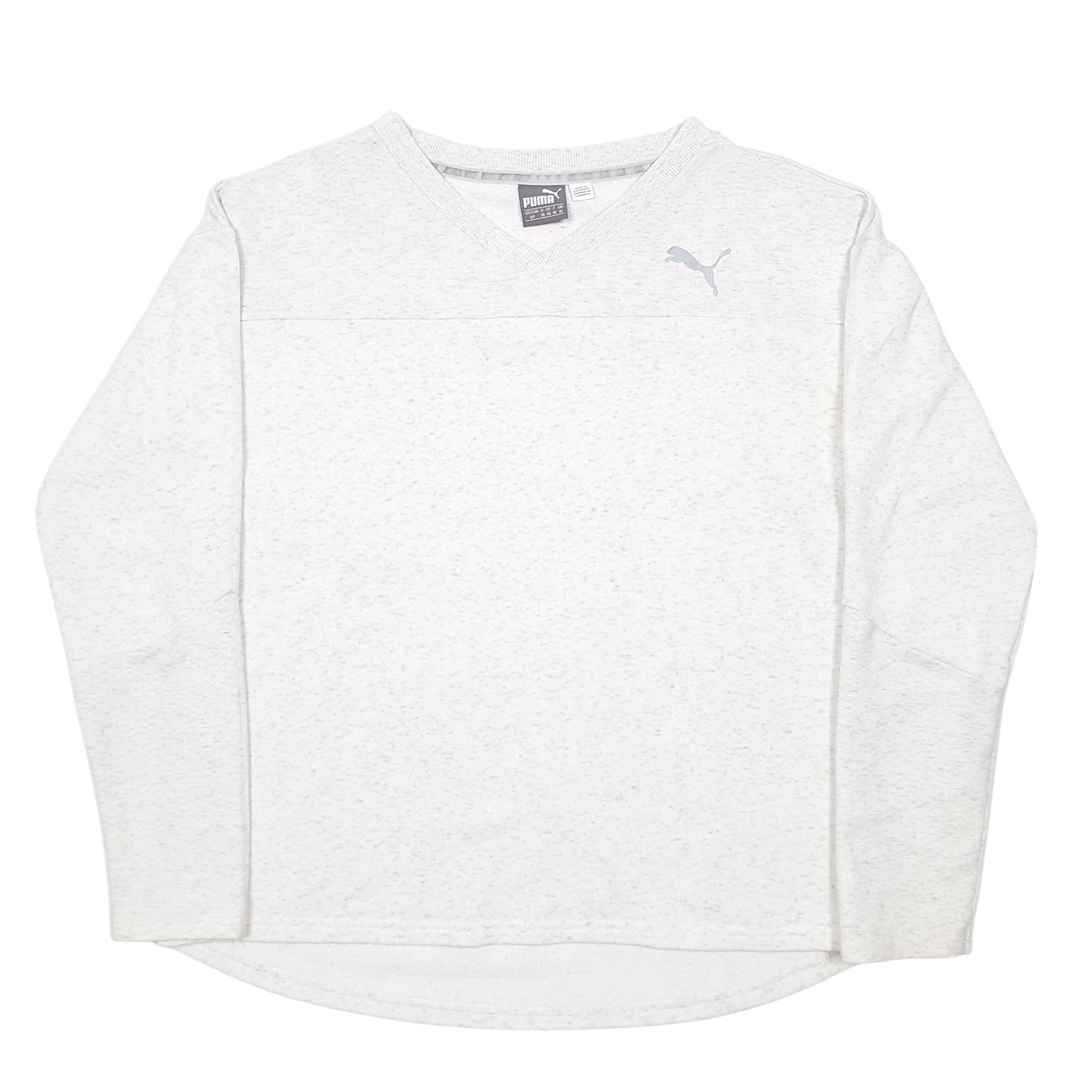 Mens Grey Puma Spellout V Neck Jumper