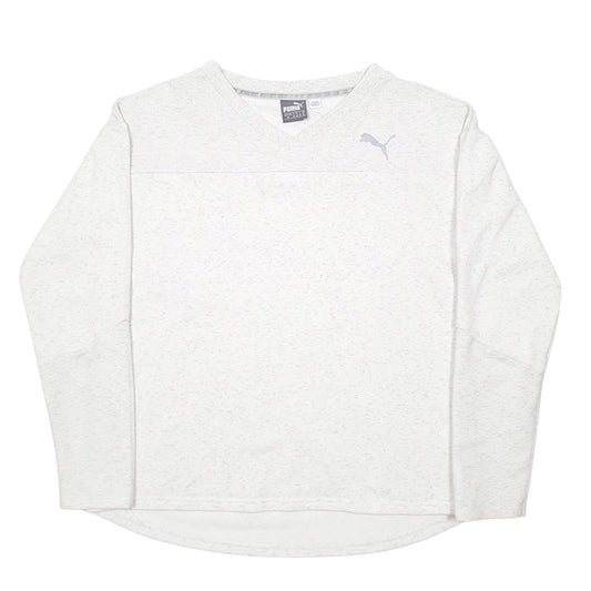 Mens Grey Puma Spellout V Neck Jumper