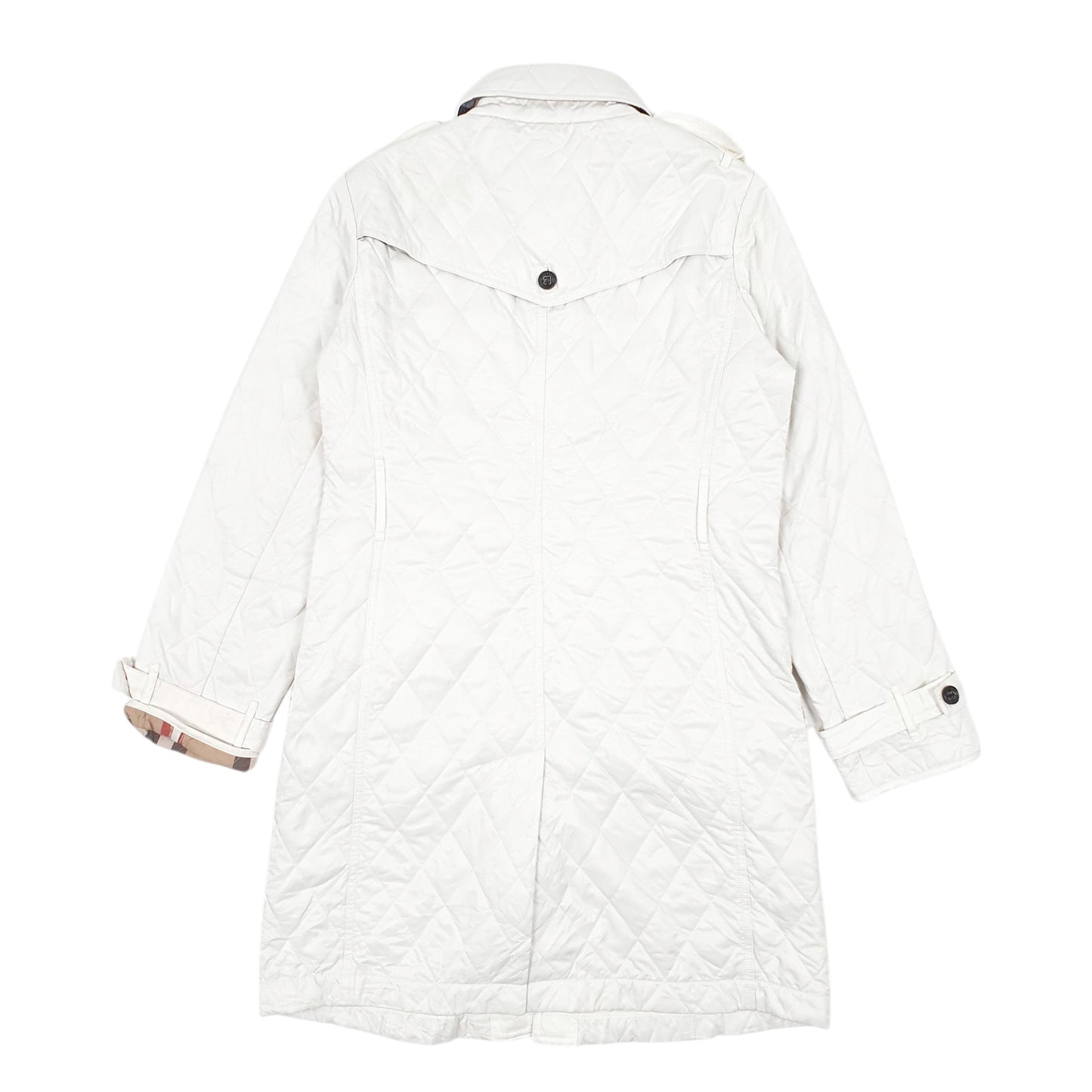 Womens White Burberry Designer Fashion Trench Long Line  Coat