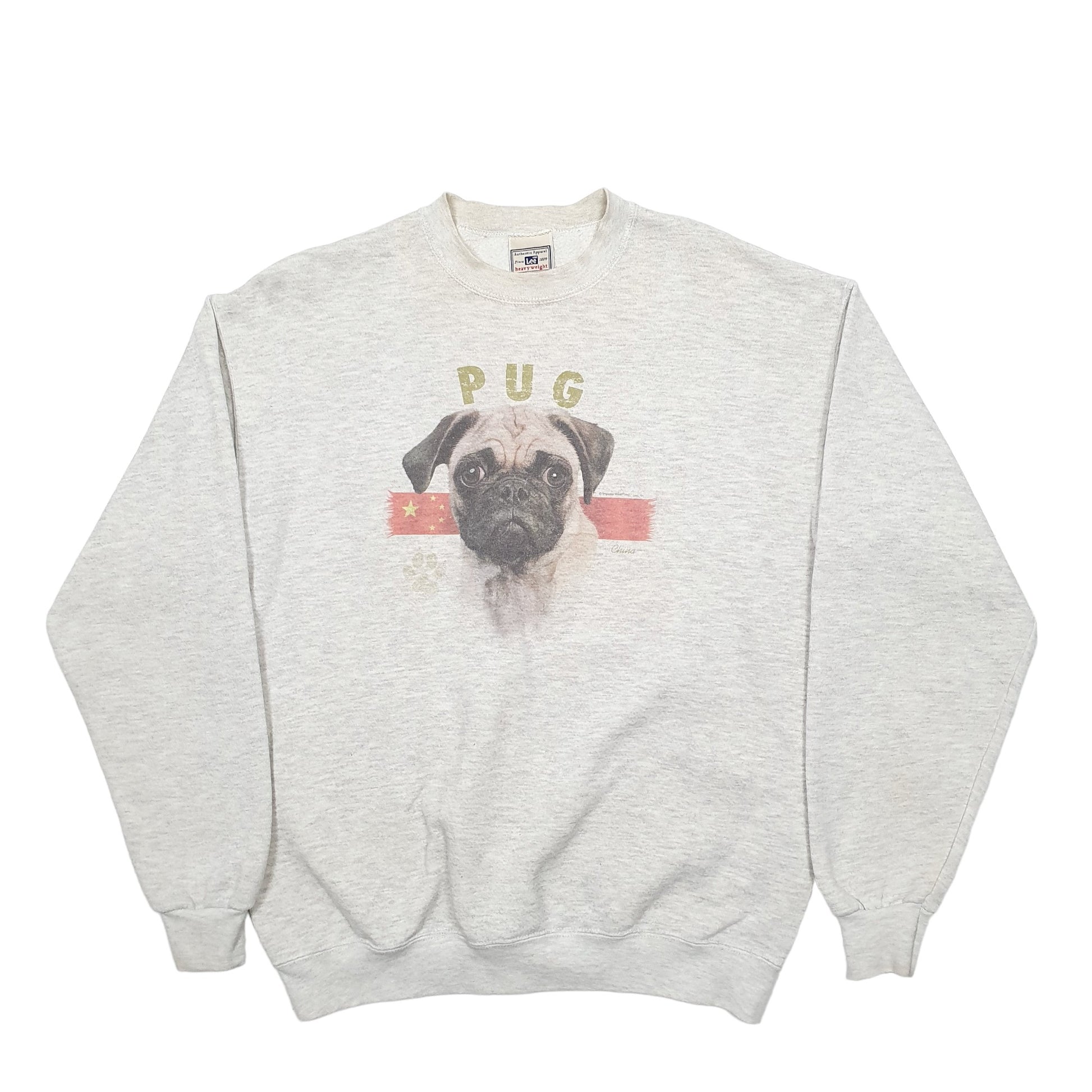 Mens Grey Lee Pug Crewneck Jumper