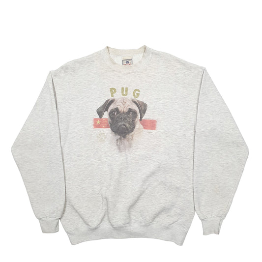 Mens Grey Lee Pug Crewneck Jumper
