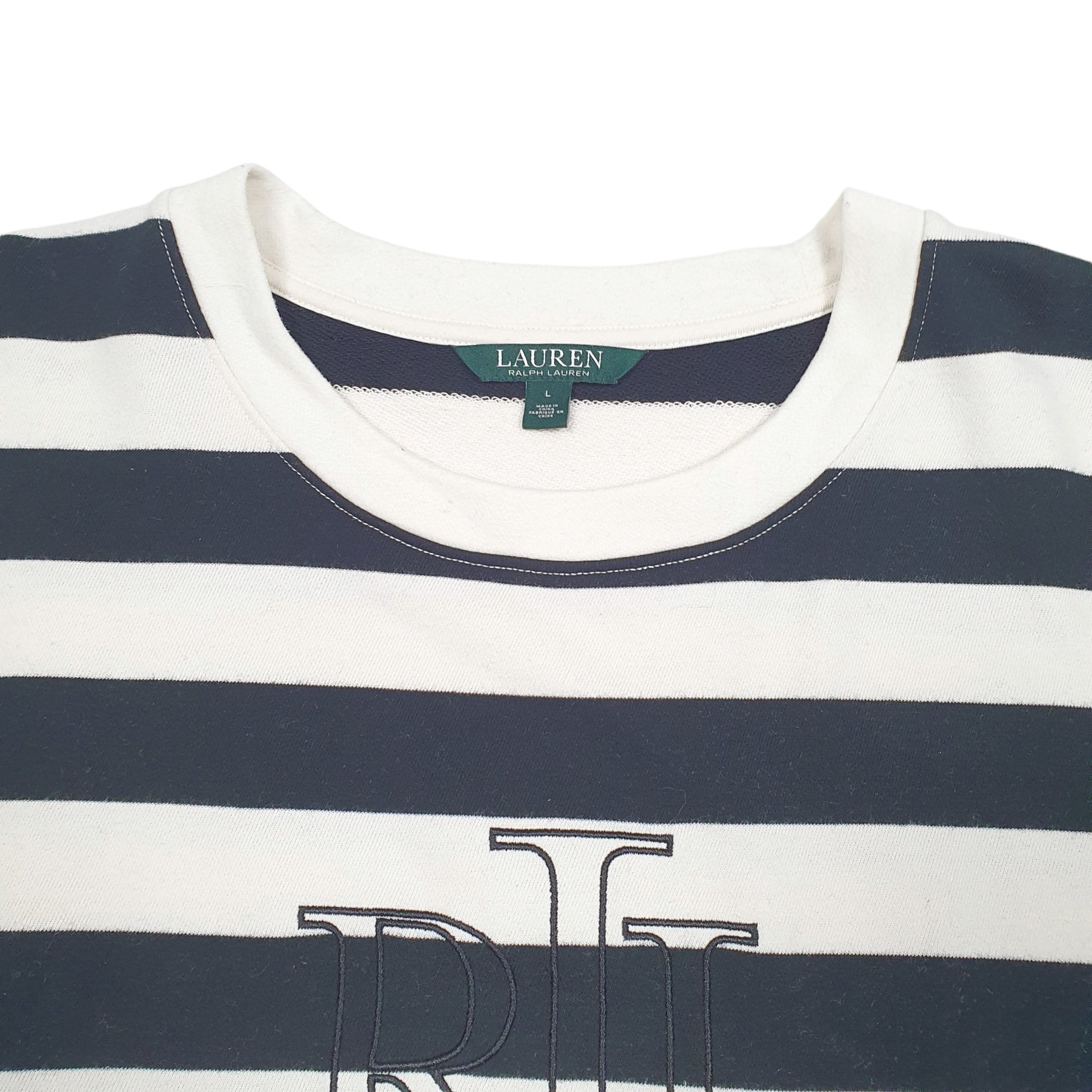 Womens Cream Lauren Ralph Lauren Nautical Stripe Spellout Crewneck Jumper