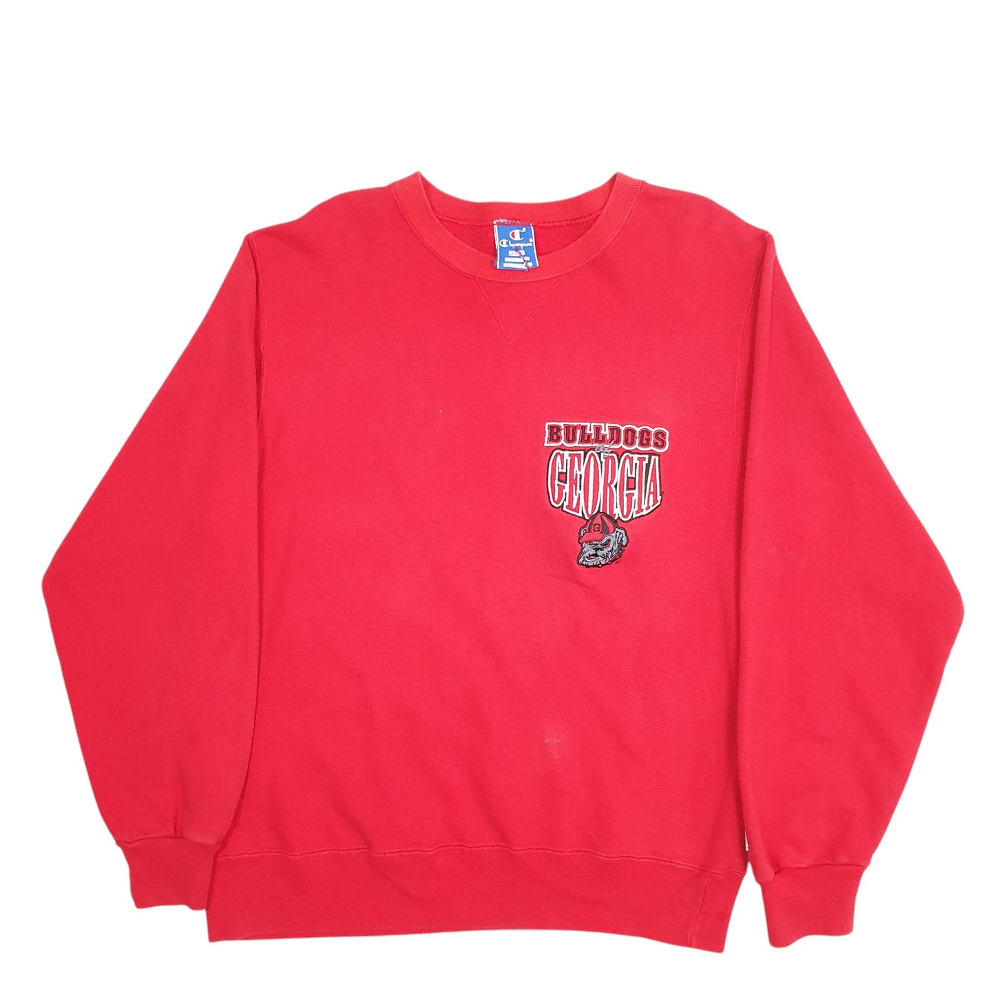 Mens Red Champion Made In USA Vintage 1980s Georgia Bulldogs Crewneck Jumper