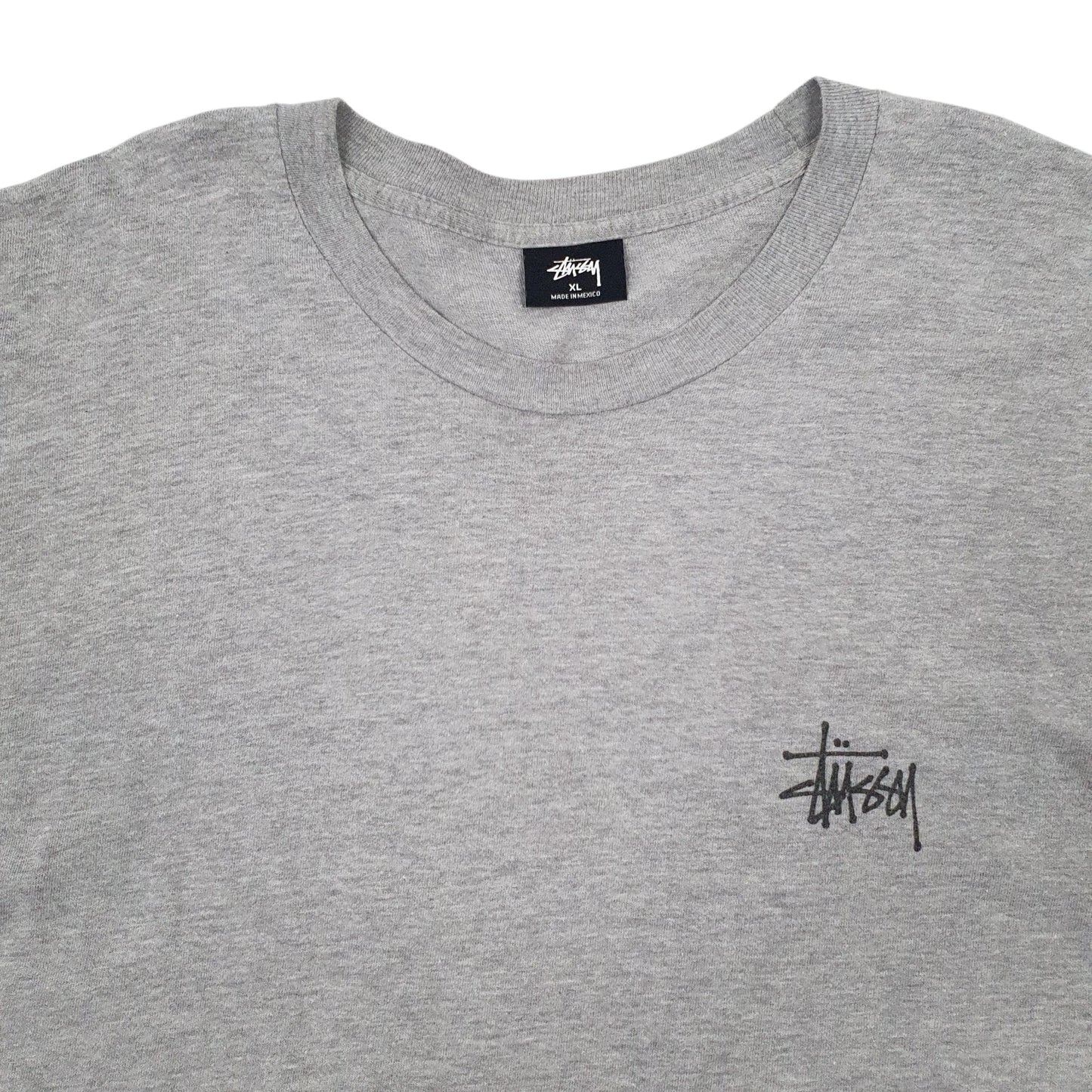 Mens Grey Stussy Spellout Long Sleeve T Shirt