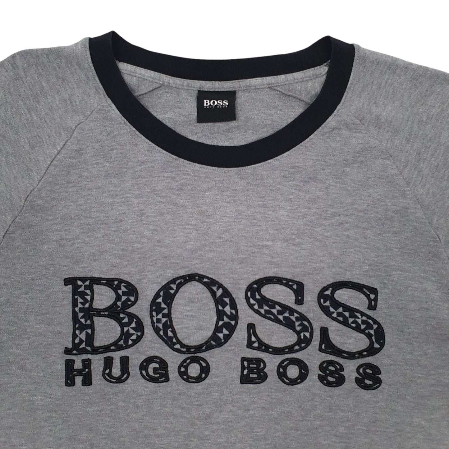 Mens Grey Hugo Boss Spellout Long Sleeve T Shirt