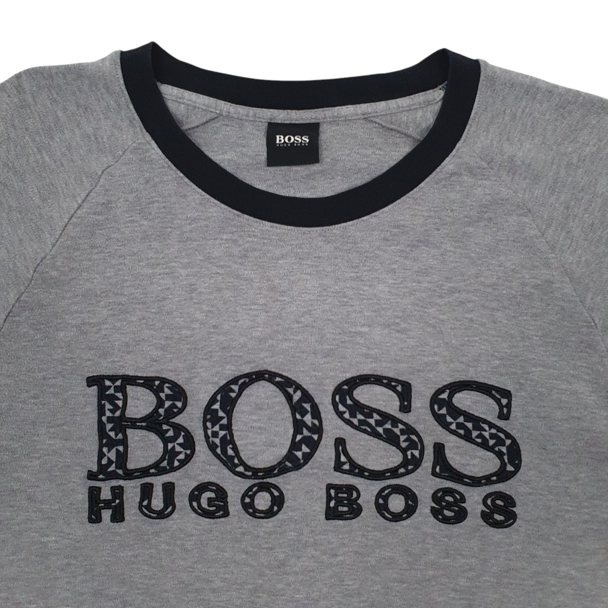 Mens Grey Hugo Boss Spellout Long Sleeve T Shirt