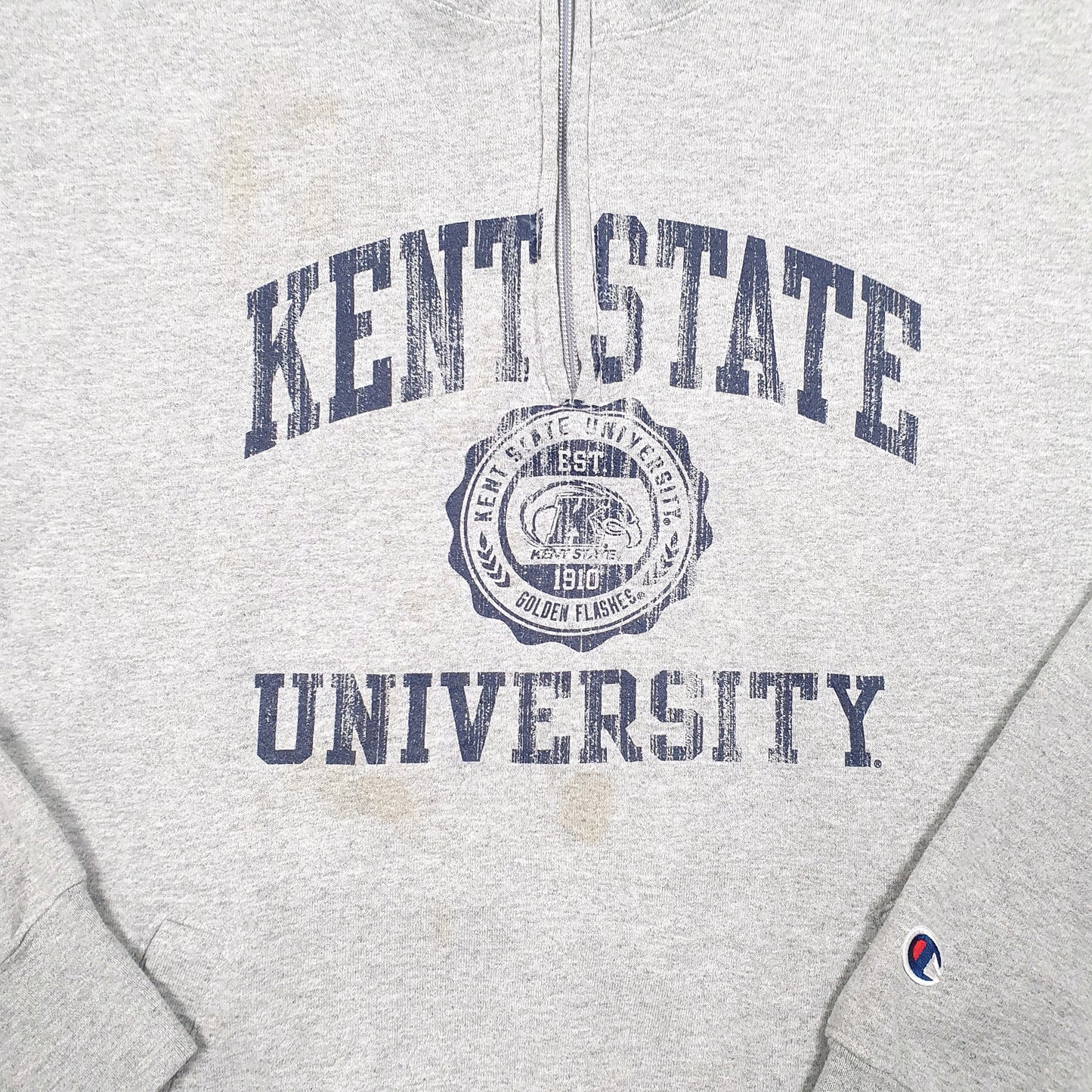 Mens Grey Champion Kent State University Spellout USA Quarter Zip Jumper