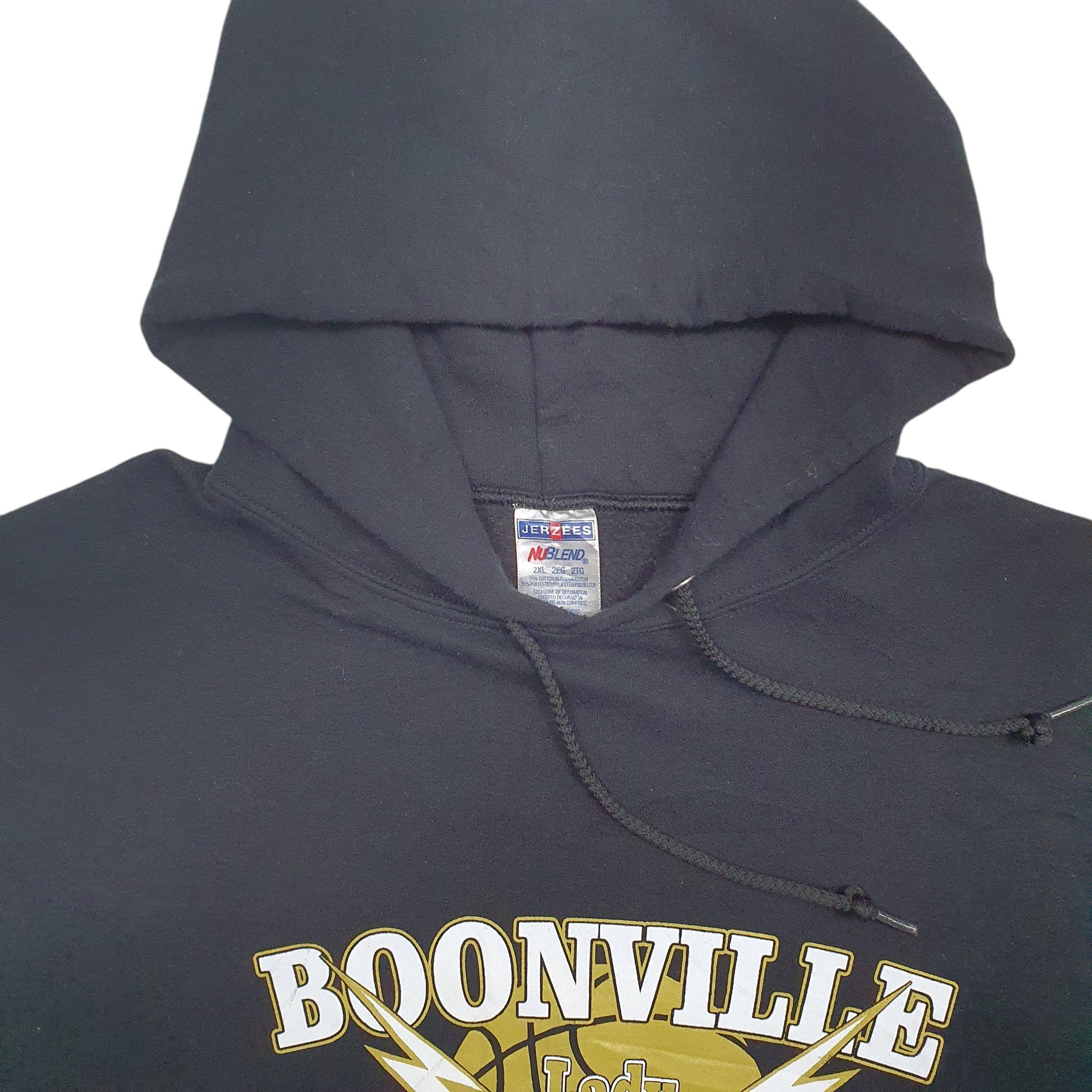 Mens Black Jerzees Boonville Spellout Hoodie Jumper