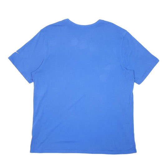 Mens Blue Nike Swoosh Spellout Dri Fit Short Sleeve T Shirt