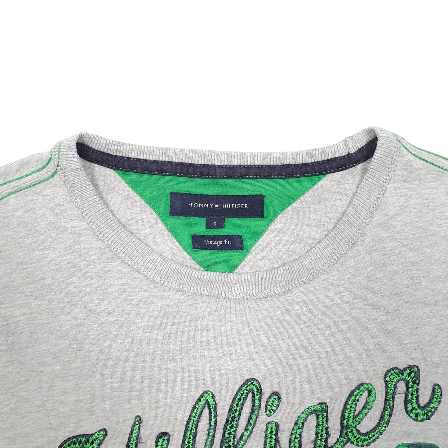 Mens Grey Tommy Hilfiger Spellout Vintage Fit Short Sleeve T Shirt