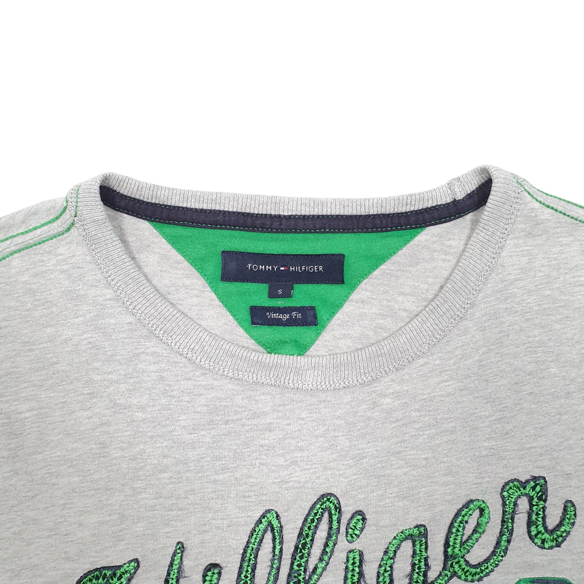 Mens Grey Tommy Hilfiger Spellout Vintage Fit Short Sleeve T Shirt