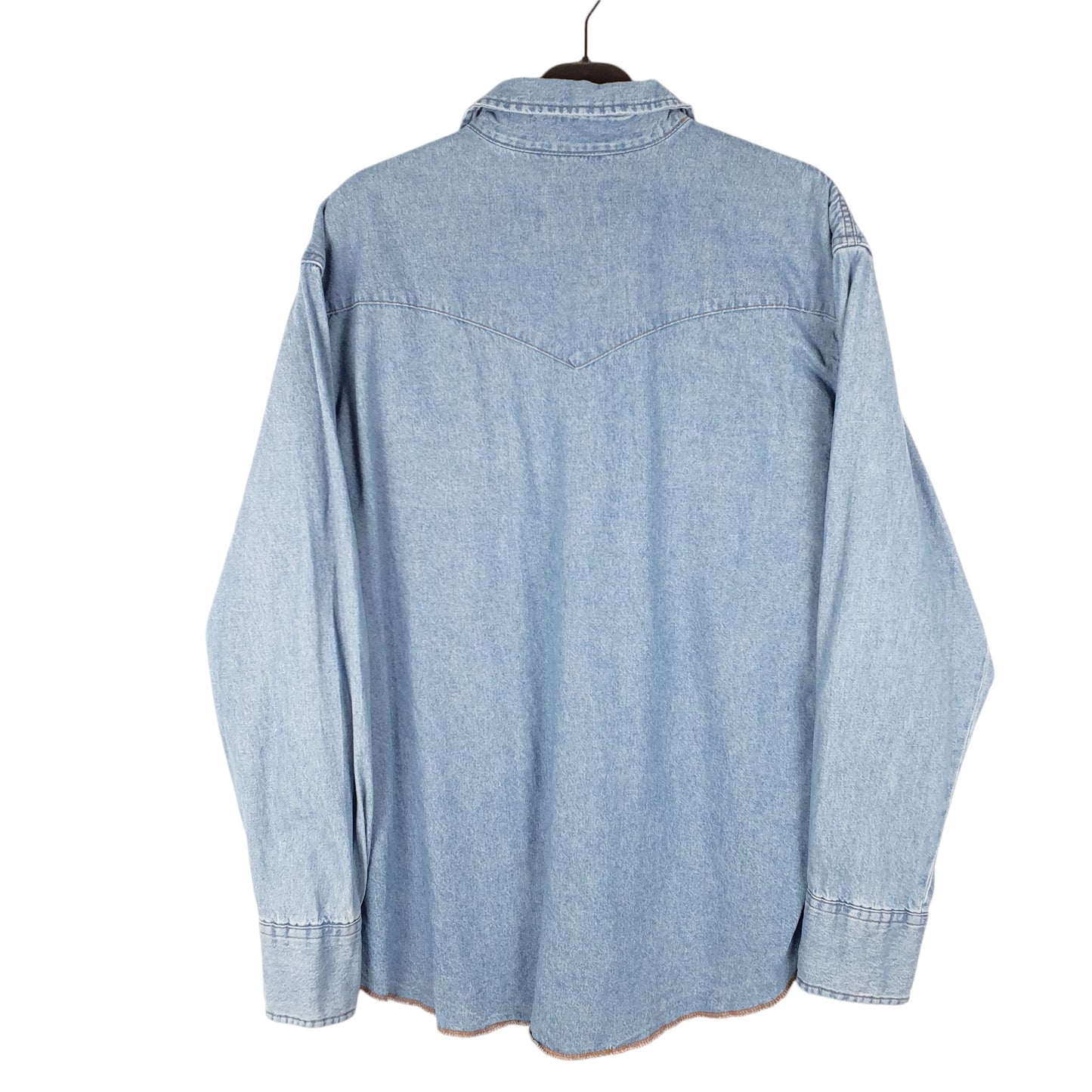 Mens Blue Wrangler Denim Jeans Western Pearl Snap Cowboy Long Sleeve Shirt