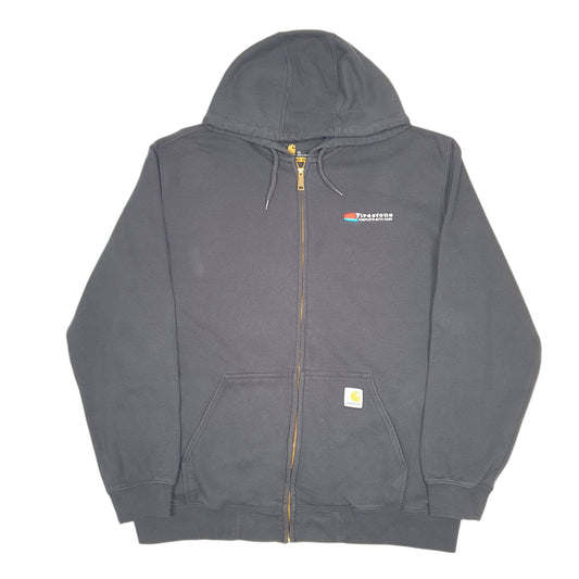 Mens Black Carhartt Workwear Hoodie Firestone Auto Care Full Zip Jumper
