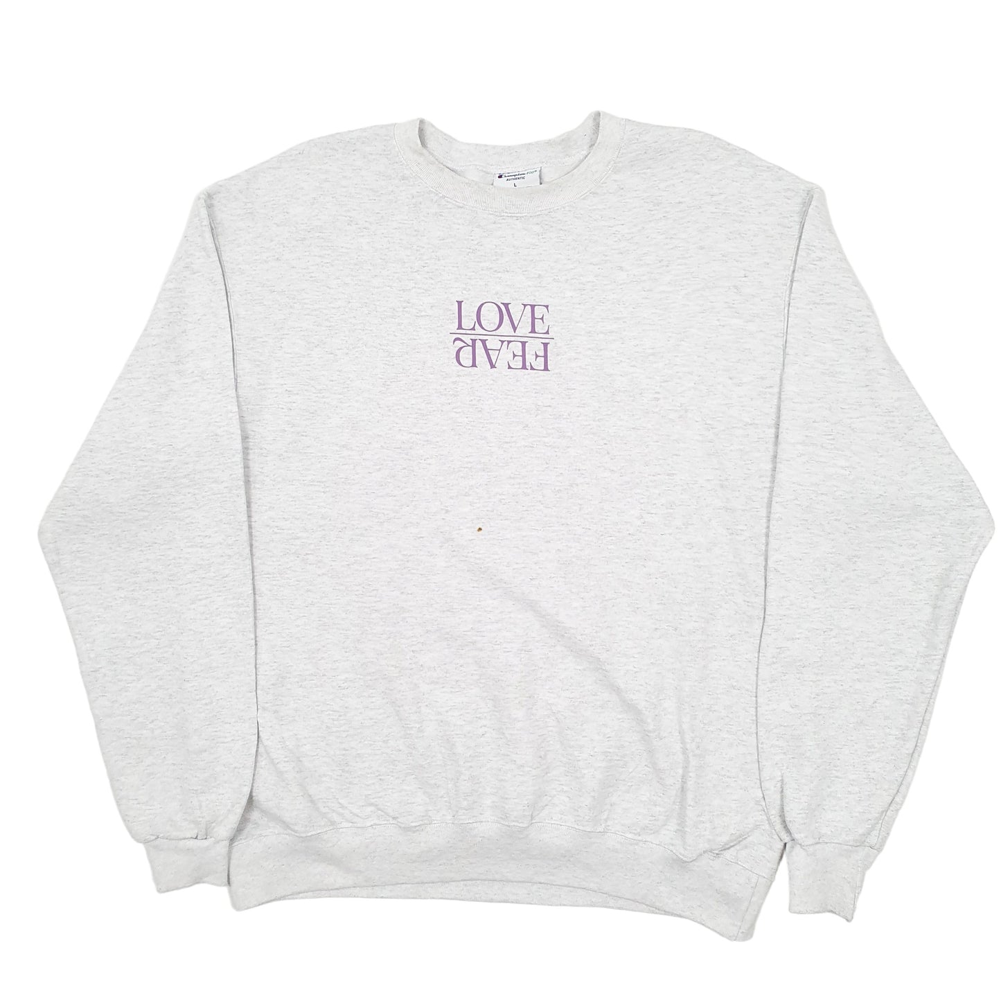 Mens Grey Champion Love Fear Life Church Crewneck Jumper