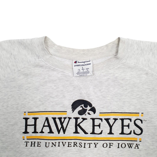 Mens Grey Champion Hawkeyes University Iowa Spellout Crewneck Jumper