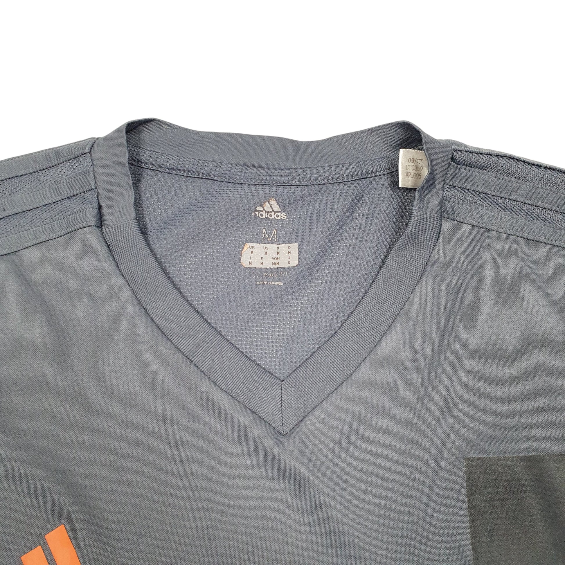 Mens Grey Adidas V Neck Climacool Active Short Sleeve T Shirt