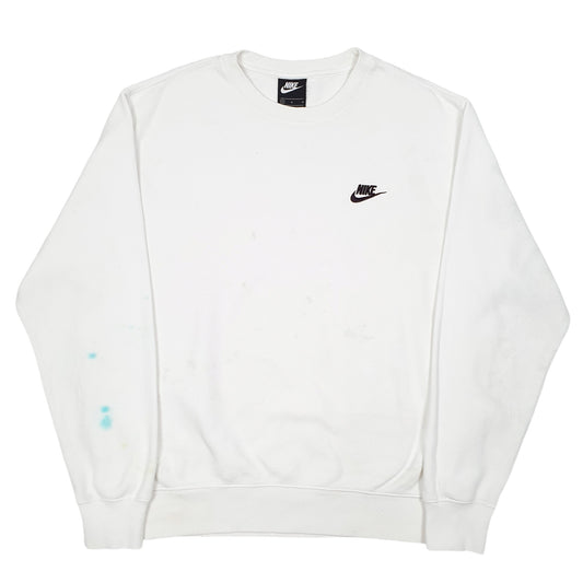 Mens White Nike Swoosh Crewneck Jumper