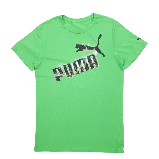 Mens Green Puma Spellout Short Sleeve T Shirt