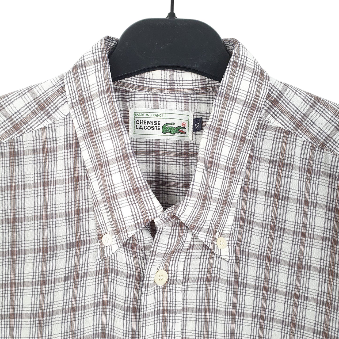 Mens White Lacoste Chemise Made In France Short Sleeve Shirt