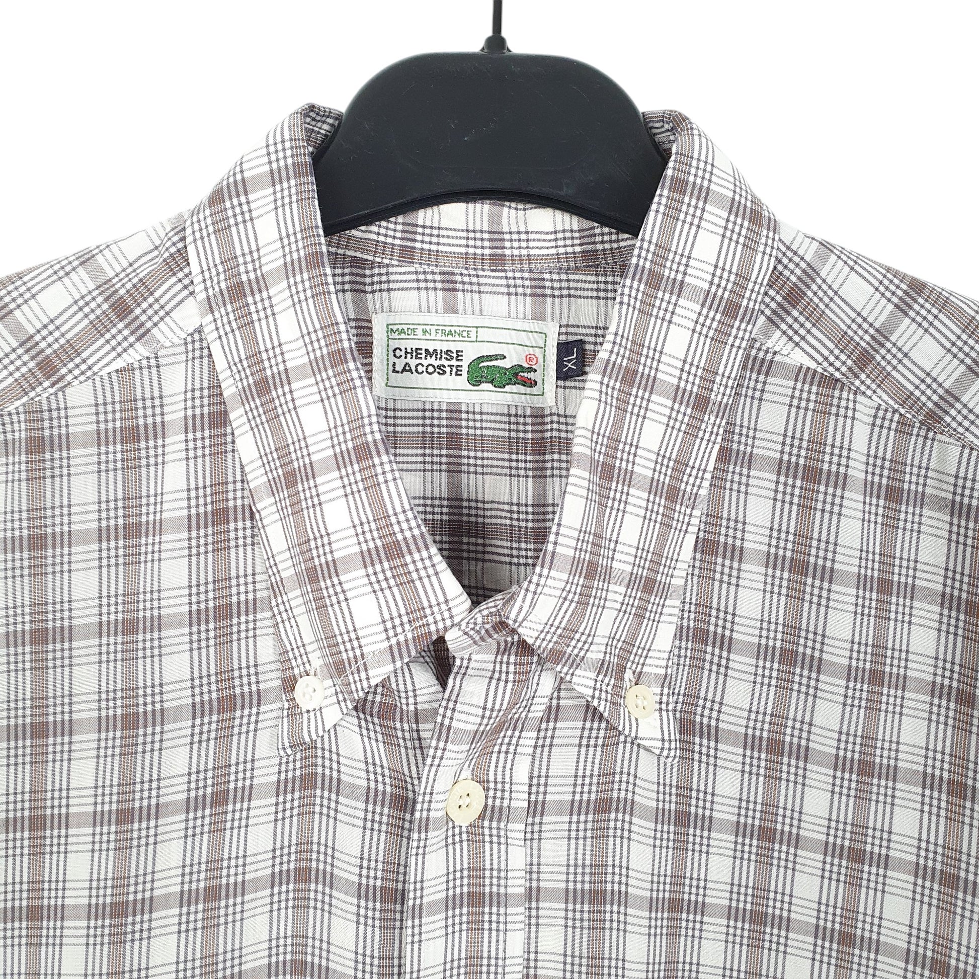 Mens White Lacoste Chemise Made In France Short Sleeve Shirt