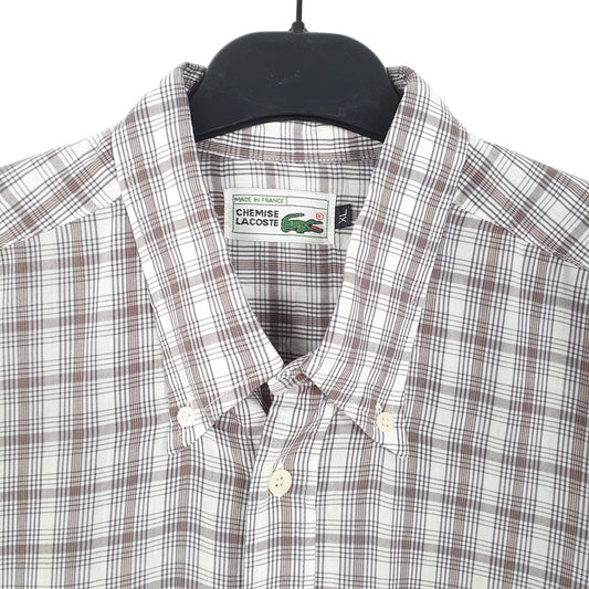 Mens White Lacoste Chemise Made In France Short Sleeve Shirt