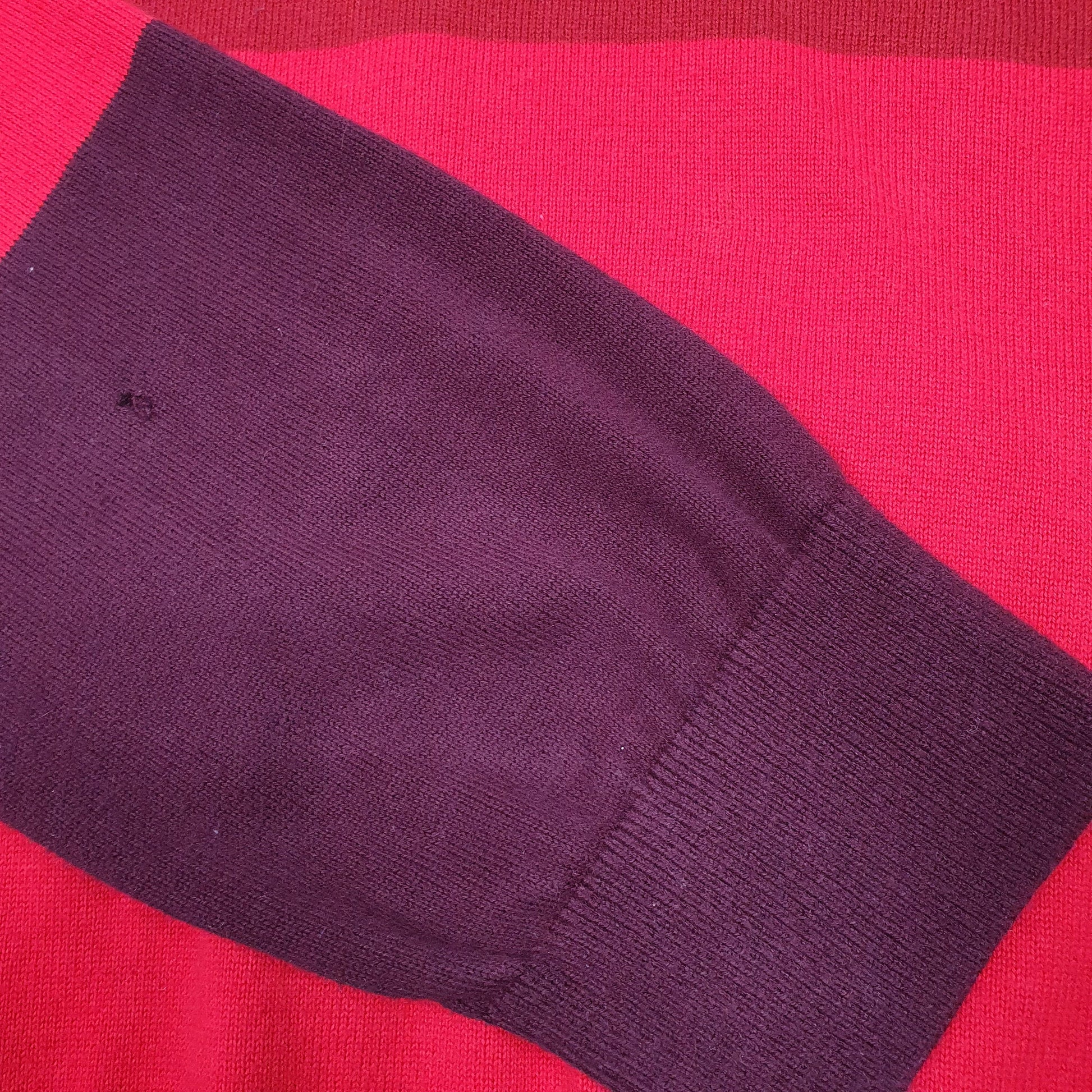 Mens Red Tommy Hilfiger Knit  Striped Sweater Crewneck Jumper