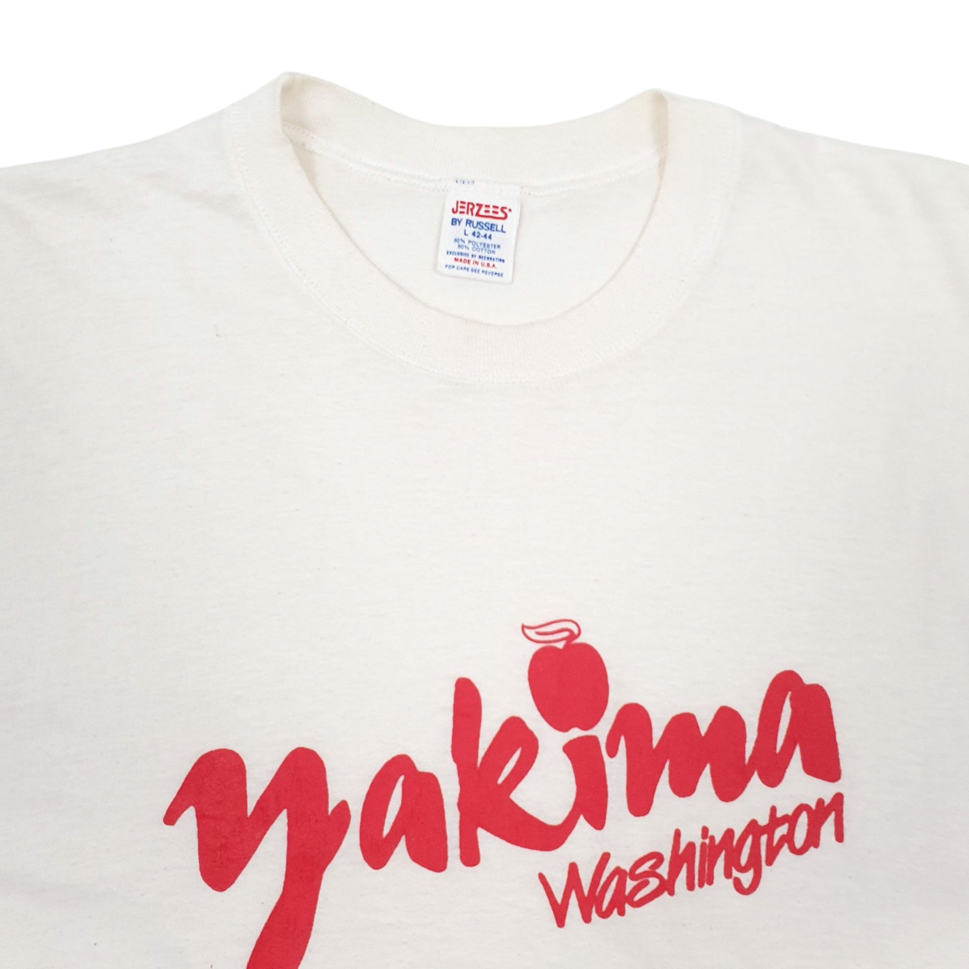 Mens White Jerzees Single Stitch Vintage 90s Short Sleeve T Shirt