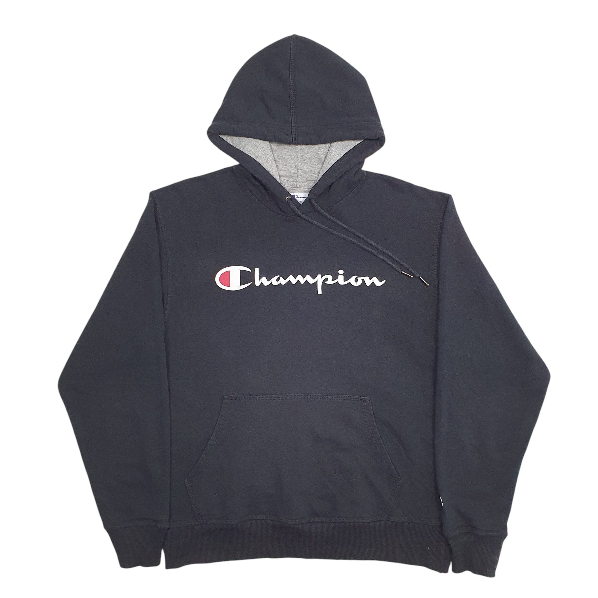 Mens Black Champion Spellout Hoodie Jumper