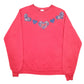 Mens Red Jerzees Vintage Made In USA Raglan Hearts Embroidery Crewneck Jumper