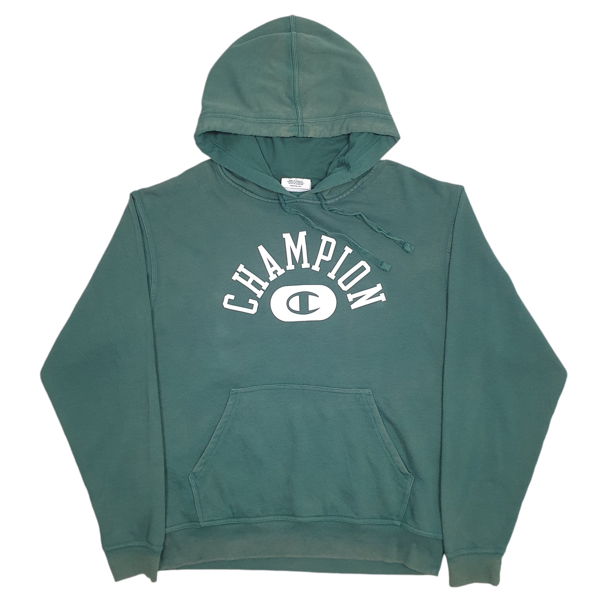 Mens Green Champion Spellout Hoodie Jumper