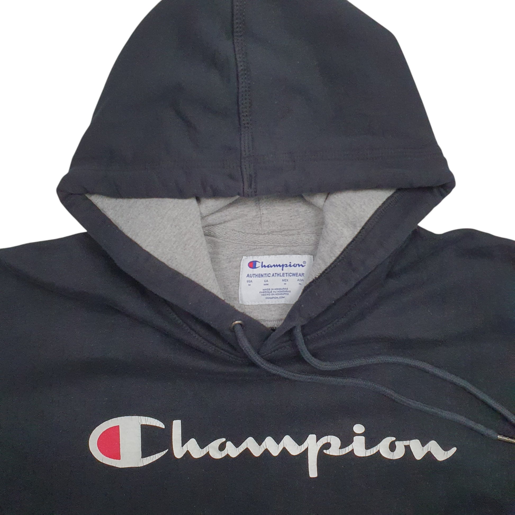 Mens Black Champion Spellout Hoodie Jumper